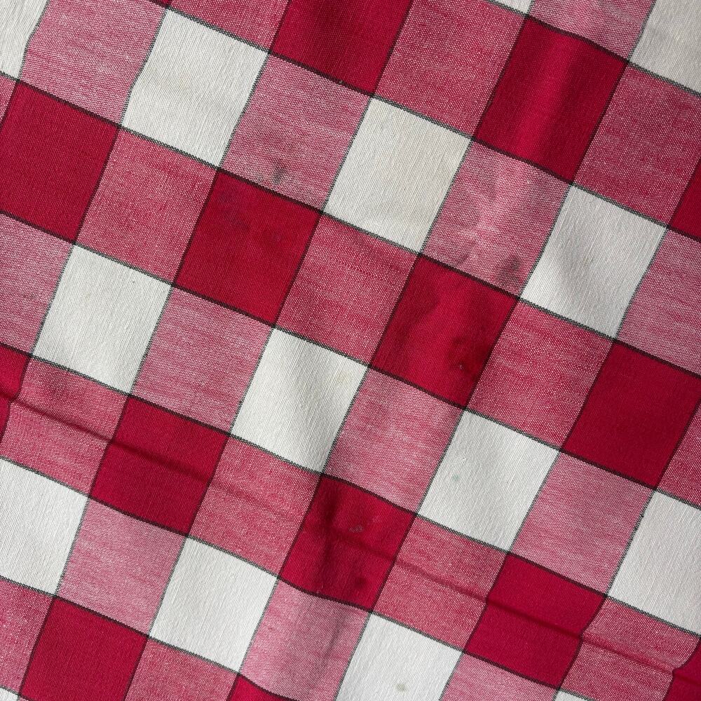 Vintage Tablecloth red & white plaid table topper homespun farmhouse FLAWS - Picture 5 of 8